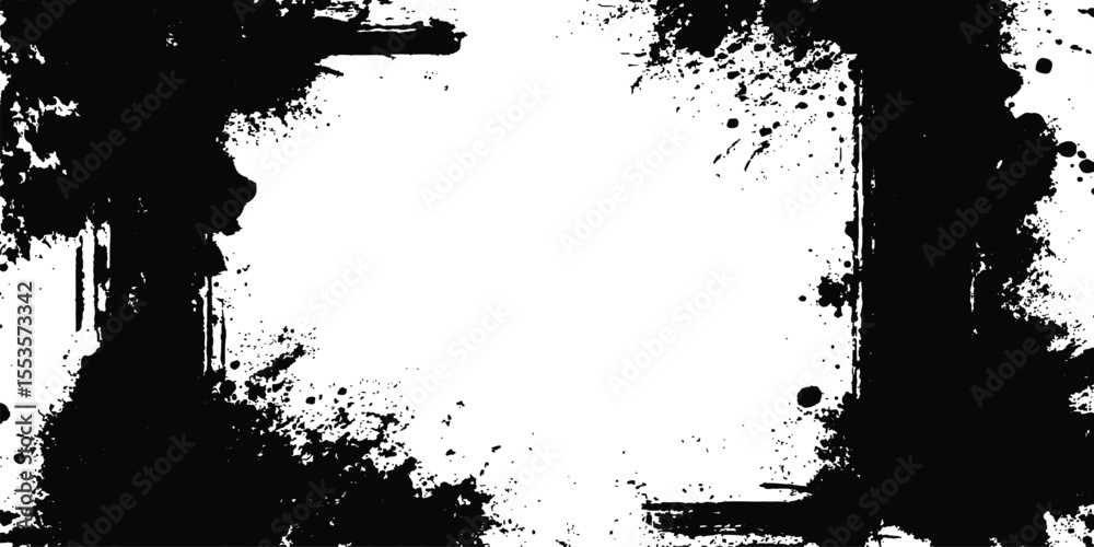 Poster grunge black frame on white background. vector black square grunge frame on a transparent background