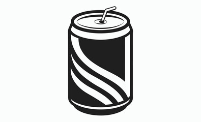 drink can icon, soda can vector, beverage container silhouette, tin can symbol, black isolated illustration
