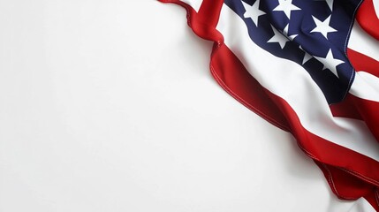 Waving American Flag Fabric in Red White and Blue on Elegant Textured White Background  Patriotic Symbol of Freedom Independence and National Pride