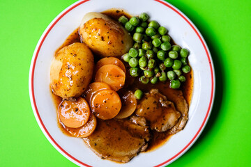 Traditional Roast Lamb And Vegetables Sunday Lunch