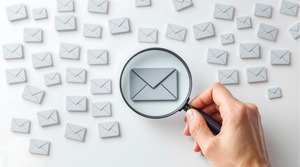 Email marketing strategy search find spam inbox message communication newsletter campaign promotion magnifying
