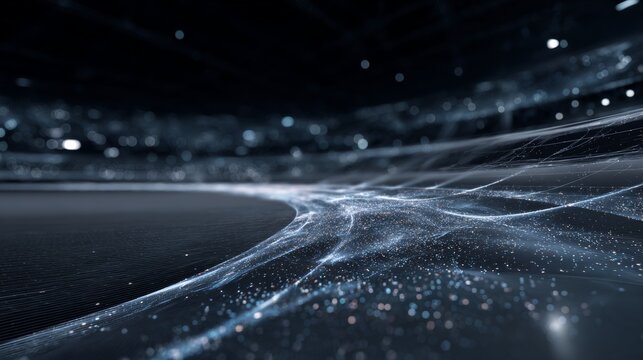 Mixing passion with precision in a cutting-edge, high-tech background, ideal for tech events, conferences, and exhibitions. The abstract, futuristic design reflects innovation and progress in tech.