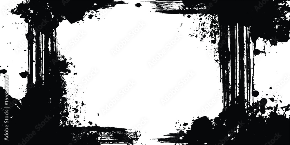 Poster grunge black frame on white background. vector black square grunge frame on a transparent background