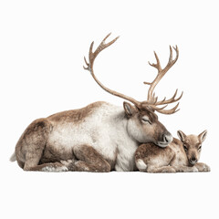 Resting Reindeer with Fawn A Symbol of Tranquility and Family