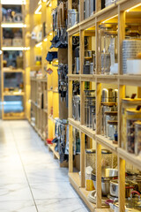 
Home goods on the shelves of a shopping center