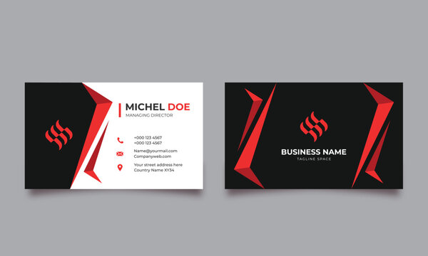 Red Business card design template, Clean professional business card template, visiting card, business card template.