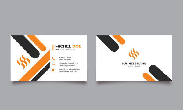 Orange Business card design template, Clean professional business card template, visiting card, business card template.