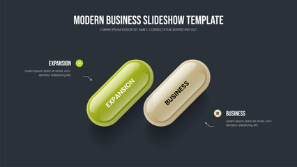 Digital Portfolio 2 Option Infographic Presentation Layout. Creative Launch Two Step Diagram Slideshow Design. Visual Introduction Frame Template Vector Illustration.