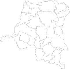 Outline Map of Democratic Republic of the Congo with Provinces