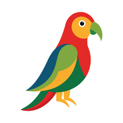 Cute colorful parrot sitting and smiling Vector illustration