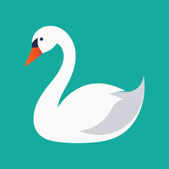 Graceful cute swan in elegant curved pose Vector illustration