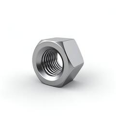 3D Metallic Nut and Bolt Isolated on Transparent Background