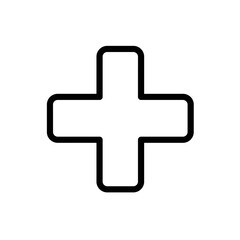 Obraz premium White Medical Cross Icon on Black Background