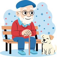 People and Pet at Home Cartoon Illustration