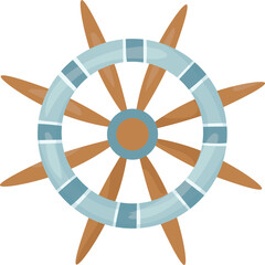Steering wheel. Captain's wheel. Marine, sea coast, sea life, nautical concept. Vector illustration. Website, banner template.
