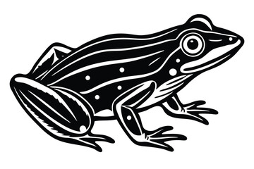 The cartoon green frog is depicted with bold outlines against a white background