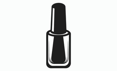 nail polish icon, beauty bottle silhouette,makeup item graphic, black white illustration
