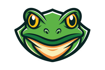 Outlined frog head illustration portrays a simplified amphibian figure showcasing its distinctive bulging eye