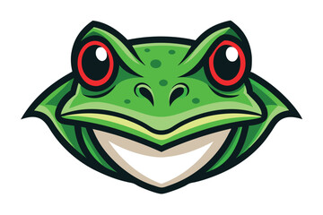 Hand drawn frog face shows smooth lines and captivating features of amphibian