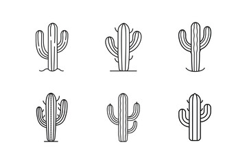 desert cactus line art vector illustration