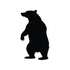 A silhouette of a powerful bear standing upright on a white background
