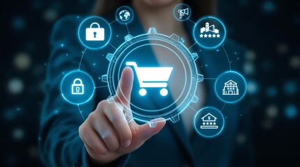 Ecommerce business online shopping secure payment gateway digital marketing technology concept