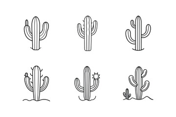 desert cactus icon line art vector illustration