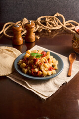 Authentic mexican food chorizo with potatoes