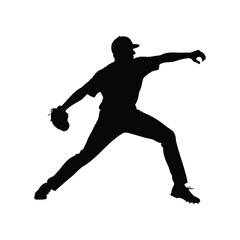 Silhouette of a baseball pitcher throwing a fastball with great form