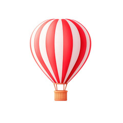 Fototapeta premium Colorful hot air balloon with red and white stripes