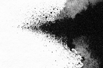 Abstract monochrome ink splatters on white background