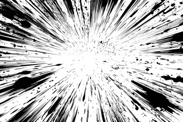 Abstract black and white radial burst