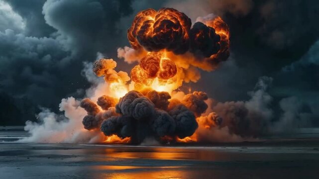 Explosive Fire Burst with Thick Smoke in Transparent Alpha &ndash; 4K Animation for Disaster, War, and Action Editing Projects

