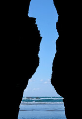 Rock formation at Playa de las Catedrales, Galicia, Spain