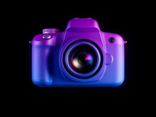 Vibrant camera design in neon colors on a dark background, ideal for photography concepts