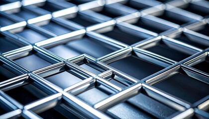 Modern industrial surface in sharp chrome. Think luxury car, tech ads, high-contrast visual strength.