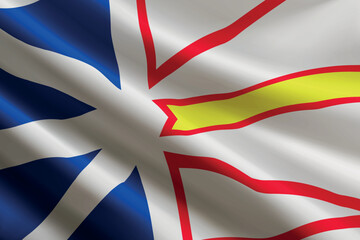 Newfoundland and Labrador flag waving in the wind. State of Canada