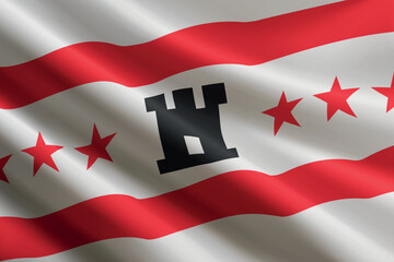 Drenthe flag waving in the wind. Province of Netherlands