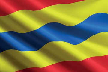 Overijssel flag waving in the wind. Province of Netherlands