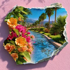 Composite trend sketch collage summer vacation travel trips small map geopoints tag