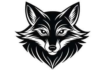 A stylized monochrome fox head displays a bold presentation with intricate details