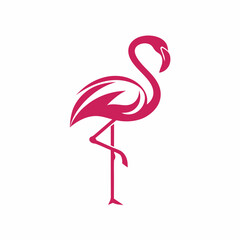 Flamingo Bird Vector Icon Design in Minimal Flat Style.