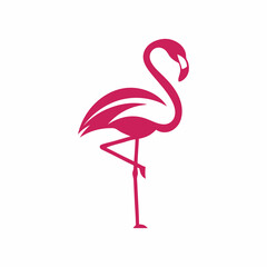Flamingo Bird Vector Icon Design in Minimal Flat Style.