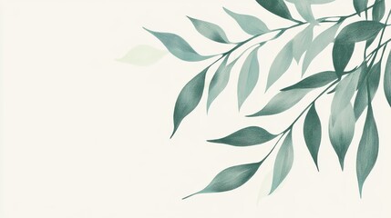 Delicate teal leaves on a light background.