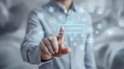 Obraz premium E learning online education digital courses training and webinars for professional development and skills