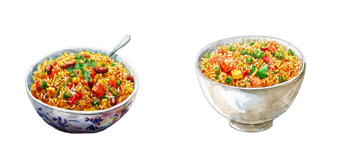 biryani rice watercolor vector illustration