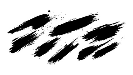 Black brushstrokes on a white background. A collection of various black abstract brush strokes on a white backgroun.  perfect for adding an artistic touch to designs, websites, or social media posts.