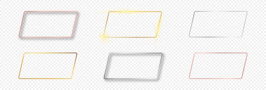 Set of six rounded parallelogram frames