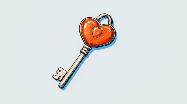A colorful heart-shaped key designed for creative projects, symbolizing love and connection.