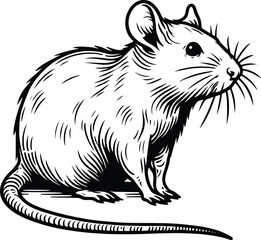 Rat outline art vector illustration on isolated white background